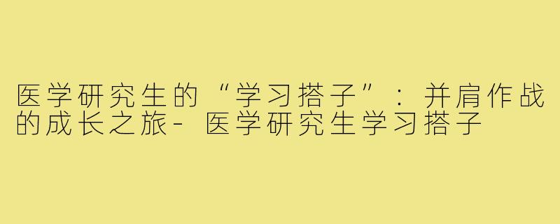 医学研究生的“学习搭子”：并肩作战的成长之旅-医学研究生学习搭子