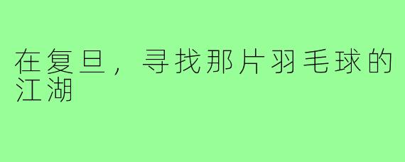 在复旦,寻找那片羽毛球的江湖