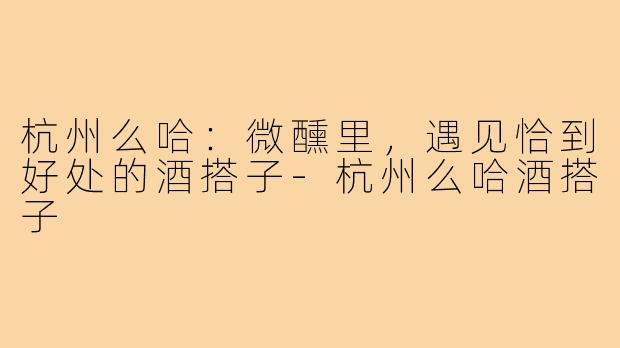 杭州么哈：微醺里，遇见恰到好处的酒搭子-杭州么哈酒搭子