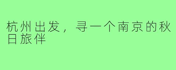 杭州出发，寻一个南京的秋日旅伴