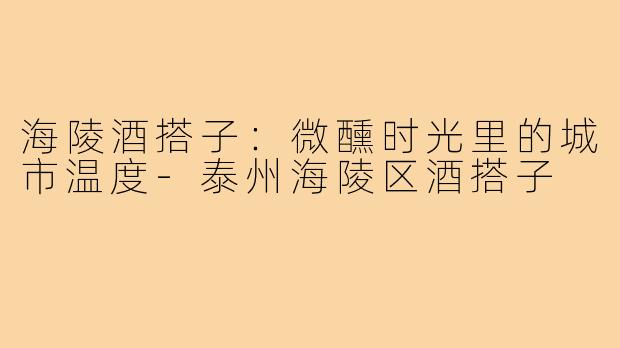 海陵酒搭子：微醺时光里的城市温度-泰州海陵区酒搭子