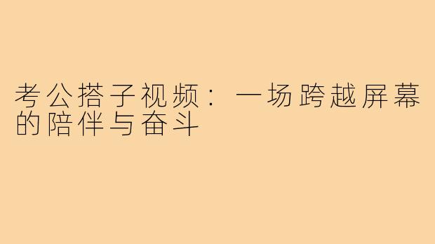 考公搭子视频：一场跨越屏幕的陪伴与奋斗