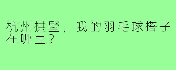 杭州拱墅，我的羽毛球搭子在哪里？