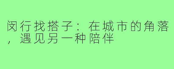 闵行找搭子：在城市的角落，遇见另一种陪伴