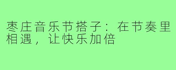 枣庄音乐节搭子：在节奏里相遇，让快乐加倍