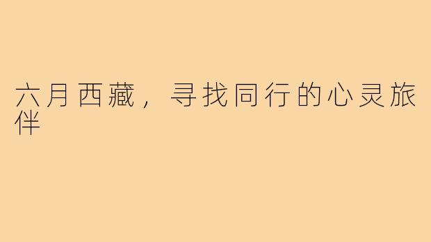 六月西藏,寻找同行的心灵旅伴