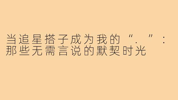 当追星搭子成为我的“.”：那些无需言说的默契时光