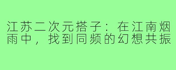 江苏二次元搭子：在江南烟雨中，找到同频的幻想共振