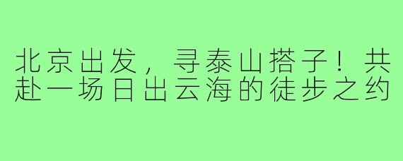 北京出发,寻泰山搭子!共赴一场日出云海的徒步之约