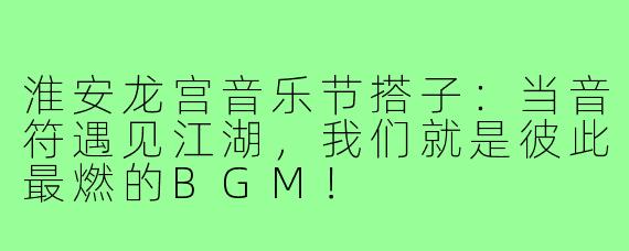 淮安龙宫音乐节搭子：当音符遇见江湖，我们就是彼此最燃的BGM！