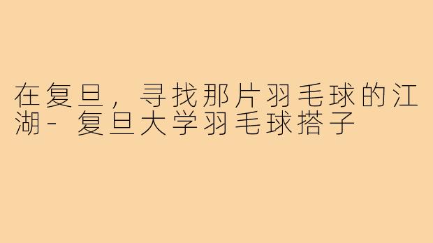 在复旦,寻找那片羽毛球的江湖-复旦大学羽毛球搭子