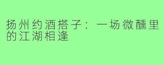 扬州约酒搭子:一场微醺里的江湖相逢