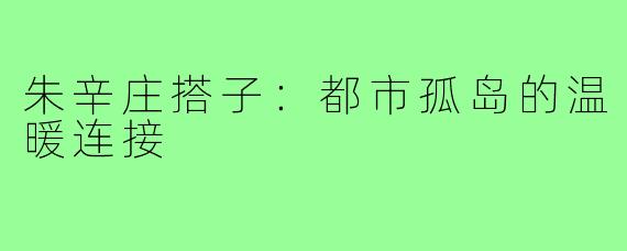 朱辛庄搭子：都市孤岛的温暖连接
