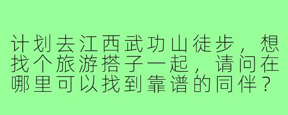 计划去江西武功山徒步，想找个旅游搭子一起，请问在哪里可以找到靠谱的同伴？需要注意什么？