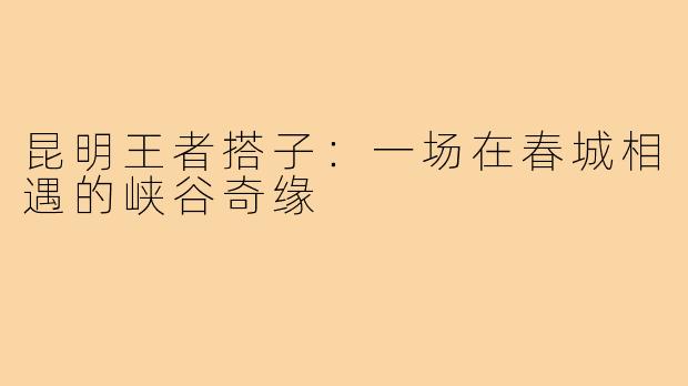 昆明王者搭子：一场在春城相遇的峡谷奇缘
