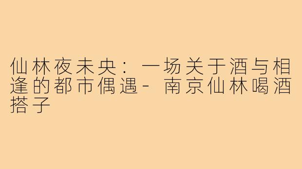 仙林夜未央：一场关于酒与相逢的都市偶遇-南京仙林喝酒搭子