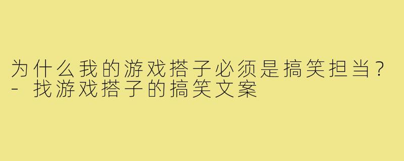 为什么我的游戏搭子必须是搞笑担当？-找游戏搭子的搞笑文案