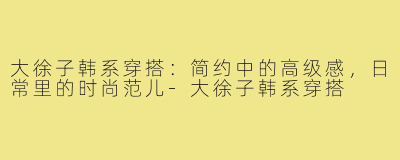 大徐子韩系穿搭:简约中的高级感,日常里的时尚范儿-大徐子韩系穿搭
