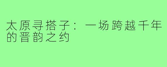 太原寻搭子：一场跨越千年的晋韵之约