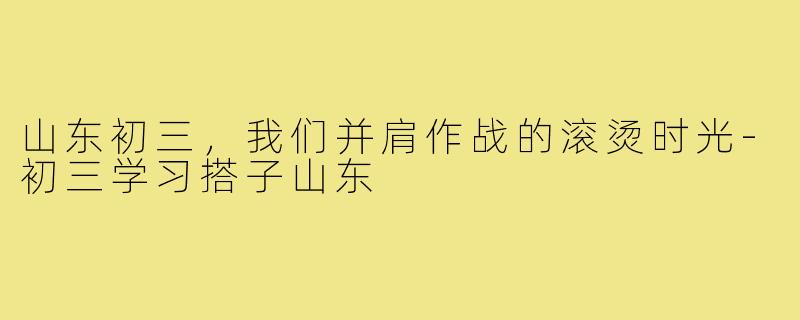 山东初三,我们并肩作战的滚烫时光-初三学习搭子山东