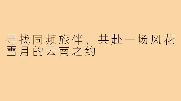 寻找同频旅伴，共赴一场风花雪月的云南之约