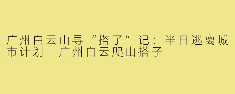 广州白云山寻“搭子”记:半日逃离城市计划-广州白云爬山搭子