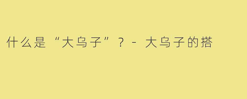 什么是“大乌子”？-大乌子的搭