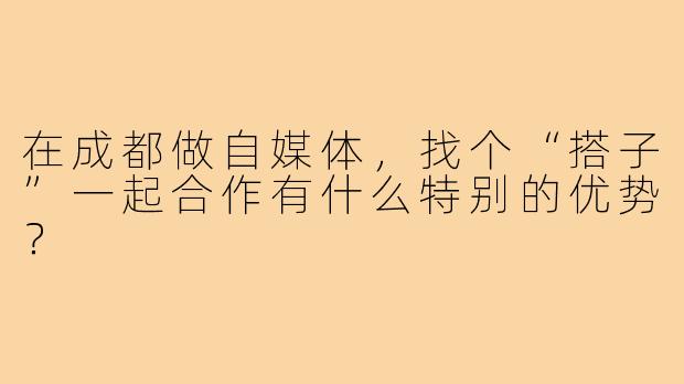 在成都做自媒体，找个“搭子”一起合作有什么特别的优势？
