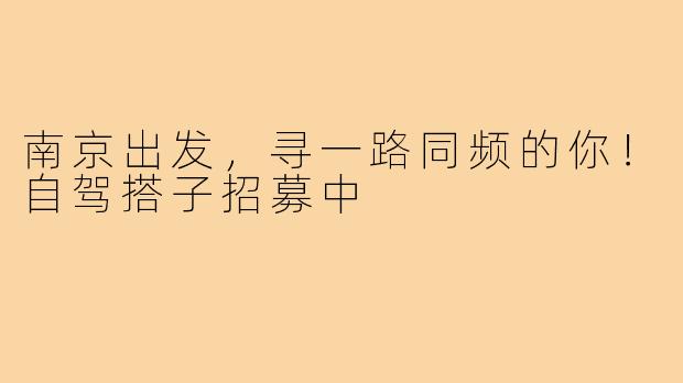 南京出发，寻一路同频的你！自驾搭子招募中