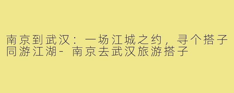 南京到武汉：一场江城之约，寻个搭子同游江湖-南京去武汉旅游搭子