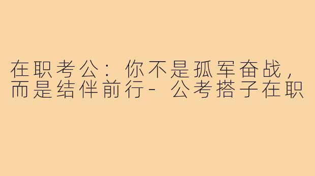 在职考公:你不是孤军奋战,而是结伴前行-公考搭子在职