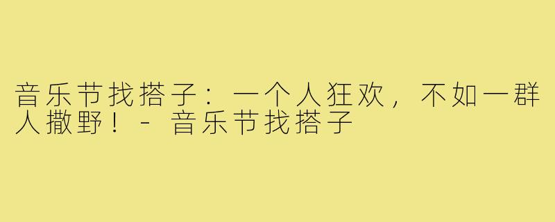 音乐节找搭子：一个人狂欢，不如一群人撒野！-音乐节找搭子