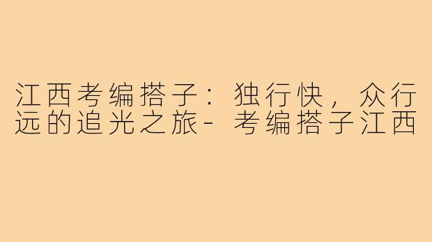 江西考编搭子：独行快，众行远的追光之旅-考编搭子江西