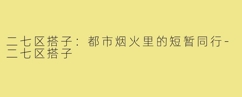二七区搭子：都市烟火里的短暂同行-二七区搭子