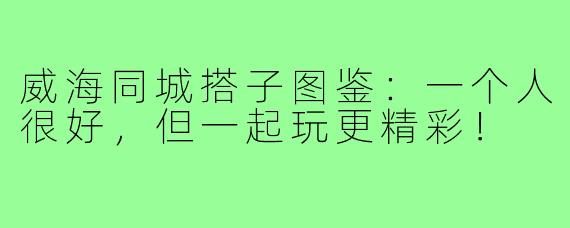 威海同城搭子图鉴:一个人很好,但一起玩更精彩!