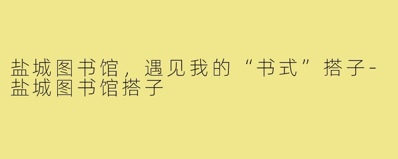 盐城图书馆，遇见我的“书式”搭子-盐城图书馆搭子