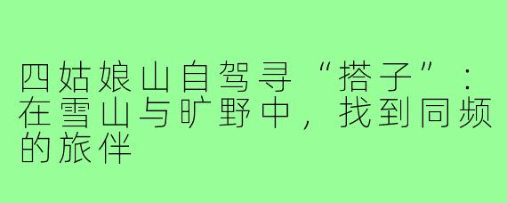 四姑娘山自驾寻“搭子”：在雪山与旷野中，找到同频的旅伴