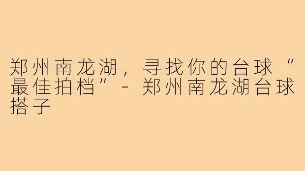 郑州南龙湖，寻找你的台球“最佳拍档”-郑州南龙湖台球搭子