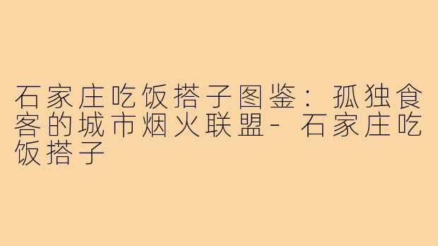 石家庄吃饭搭子图鉴：孤独食客的城市烟火联盟-石家庄吃饭搭子