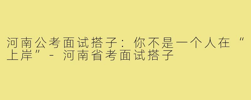河南公考面试搭子：你不是一个人在“上岸”-河南省考面试搭子