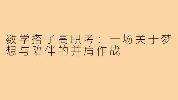数学搭子高职考：一场关于梦想与陪伴的并肩作战