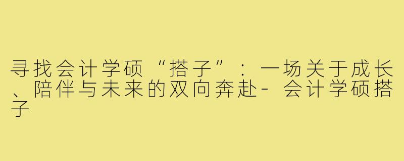 寻找会计学硕“搭子”:一场关于成长、陪伴与未来的双向奔赴-会计学硕搭子