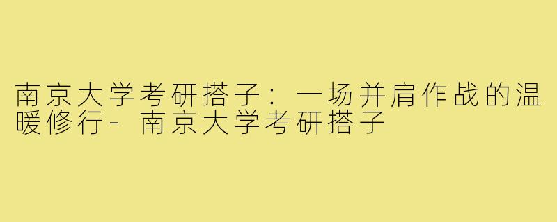 南京大学考研搭子：一场并肩作战的温暖修行-南京大学考研搭子