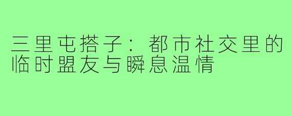 三里屯搭子：都市社交里的临时盟友与瞬息温情