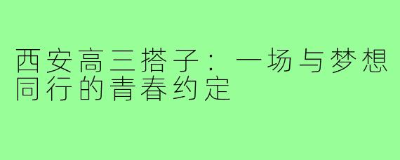 西安高三搭子：一场与梦想同行的青春约定