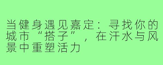 当健身遇见嘉定:寻找你的城市“搭子”,在汗水与风景中重塑活力