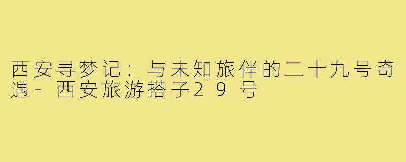 西安寻梦记：与未知旅伴的二十九号奇遇-西安旅游搭子29号