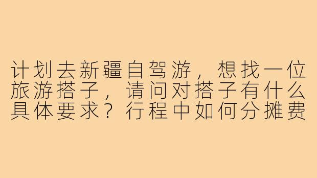 计划去新疆自驾游,想找一位旅游搭子,请问对搭子有什么具体要求?行程中如何分摊费用和安排住宿?-新疆自驾旅游搭子