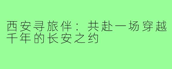 西安寻旅伴：共赴一场穿越千年的长安之约