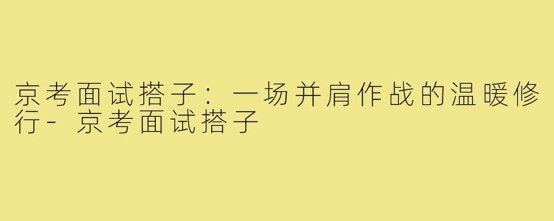 京考面试搭子：一场并肩作战的温暖修行-京考面试搭子
